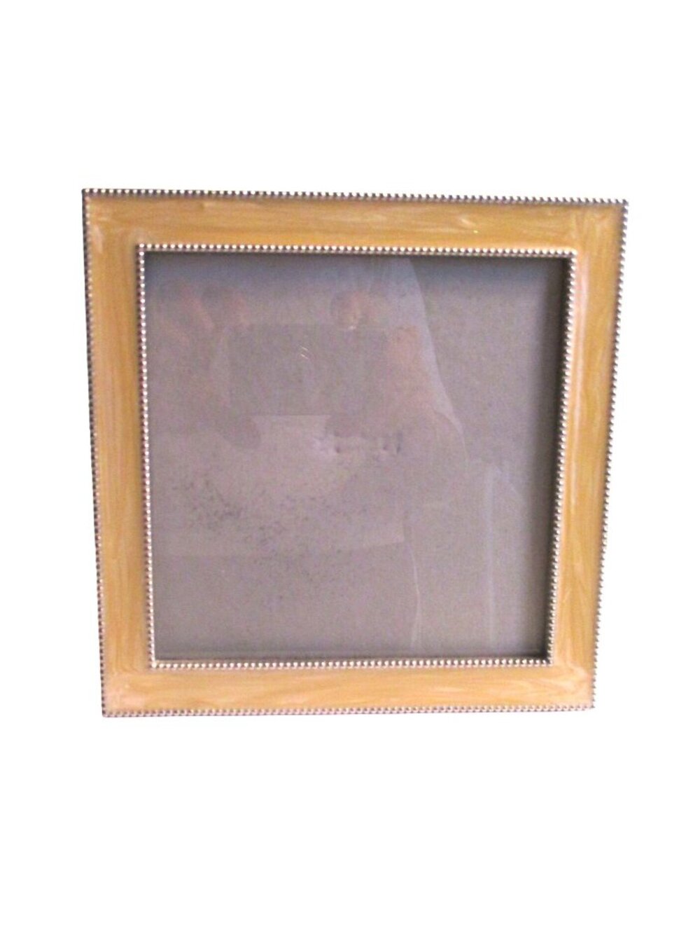 *Golden Marbelized Enamel Photo Frame with Silver Beaded Trim
